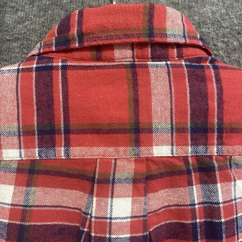 NEW J Crew Flannel Shirt Men S Red Blue Plaid Long Sleeve Button Up Work Outdoor